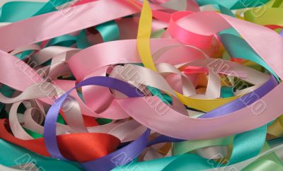 Multi-colored satin ribbons