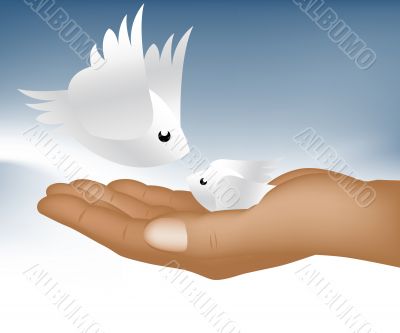 Hand holding small bird