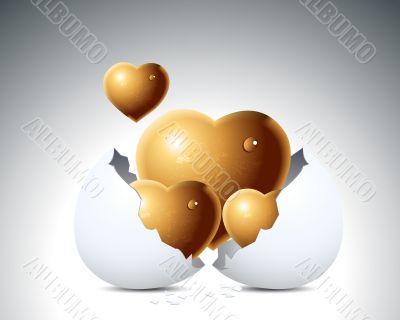 Love hearts and egg shell