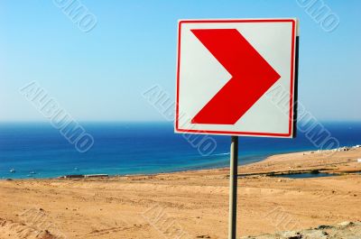 Right direction road sign