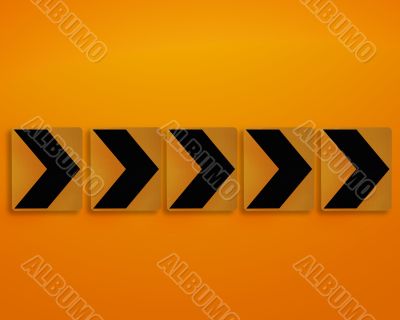 Orange direction sign