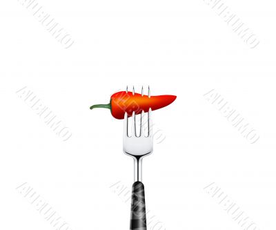 red Chili pierced by forks