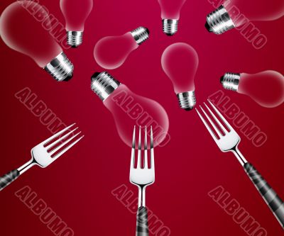 Forks around light bulb 