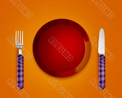 Empty Plate with knife and fork