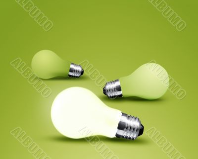one glowing Light bulb