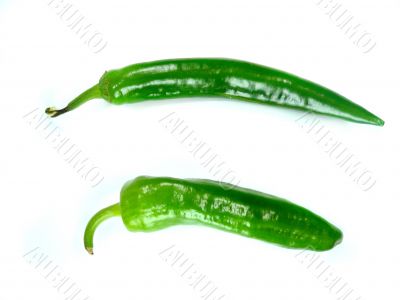 Green peppers isolated on white 