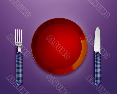 Empty Plate with knife and fork