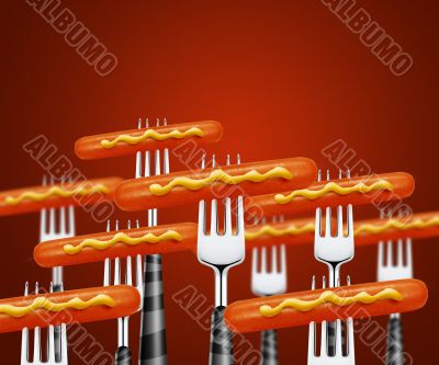 Hotdog on forks