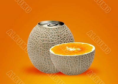 melon can and half orange