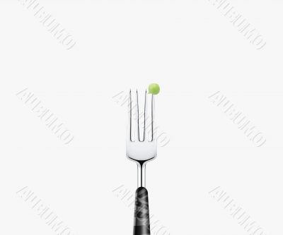 Pea on Metal Fork