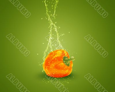 Fresh orange bell pepper