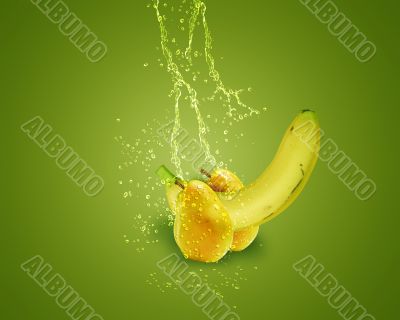 Fresh banana and pear