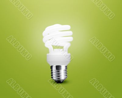 glowing Light bulb idea on green background