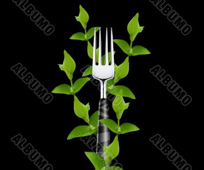 green leaves around Fork 