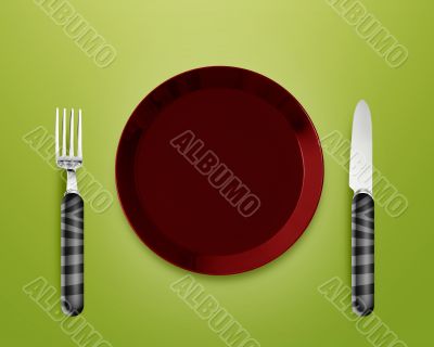 Empty Plate with knife and fork
