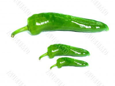 Green peppers isolated on white 