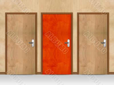 Three wooden doors
