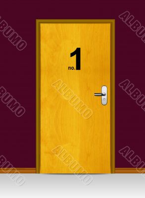 wooden door with number one