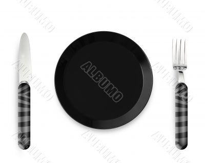 Empty Plate with knife and fork