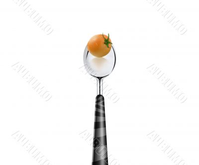 tomato with a spoon