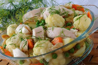 Boiled vegetables with chicken