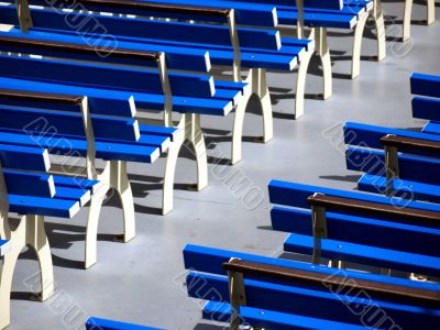 blue benches
