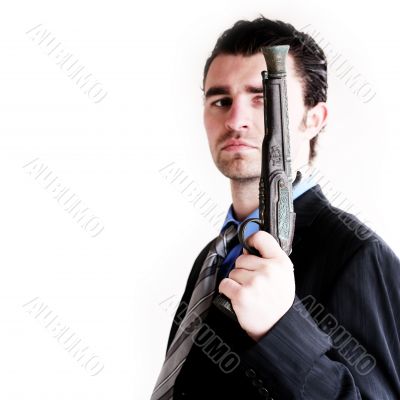man holding gun