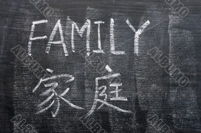 Family - word written on a blackboard