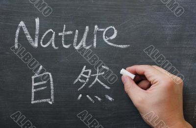 Nature - word written on a smudged blackboard
