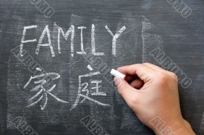 Family - word written on a blackboard
