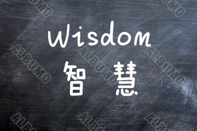 Wisdom - word written on a smudged blackboard