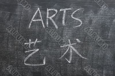 Arts - word written on a smudged blackboard