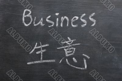 Business- word written on a smudged blackboard