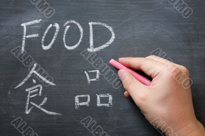 Food - word written on a smudged blackboard