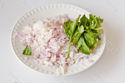 Chopped onions and raw parsley