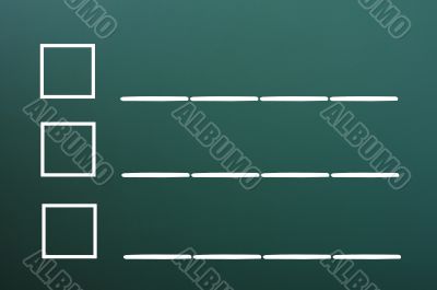 Blank list on a blackboard background