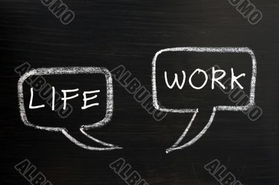 Two speech bubbles for life and work