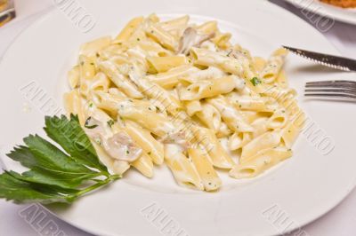 Penne with creamy mushroom sauce