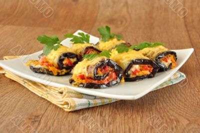 Eggplant rolls stuffed with cheese