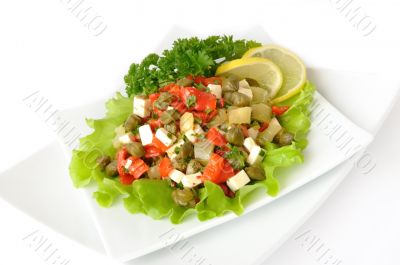 and Salad with peppers capers