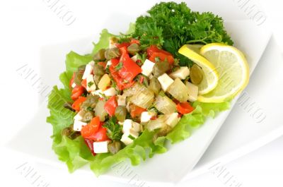 Salad with peppers and capers