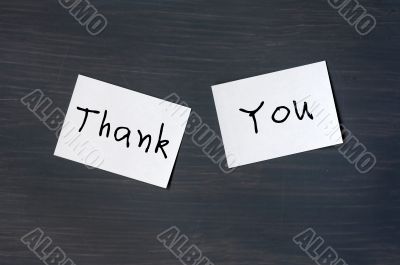 Thank you written on a blackboard