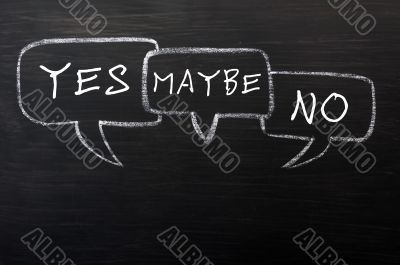 Speech bubbles for yes,maybe and no