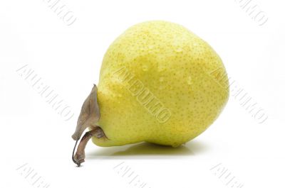 Ripe yellow pear on white background