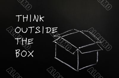 Chalk drawing - concept of `Think Outside the box` 