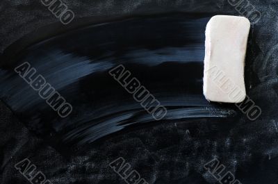 Blank smudged blackboard with eraser