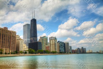 Downtown Chicago, IL in the sunny day