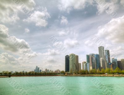 Downtown Chicago, IL in the sunny day