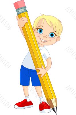 Boy holding pencil
