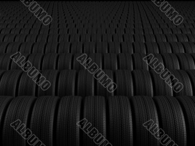 Rows of automobile tire